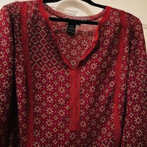 Lane Bryant Red Geometric Blouse